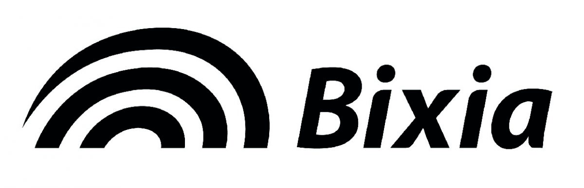 Logotyp för Bixia, svartvit